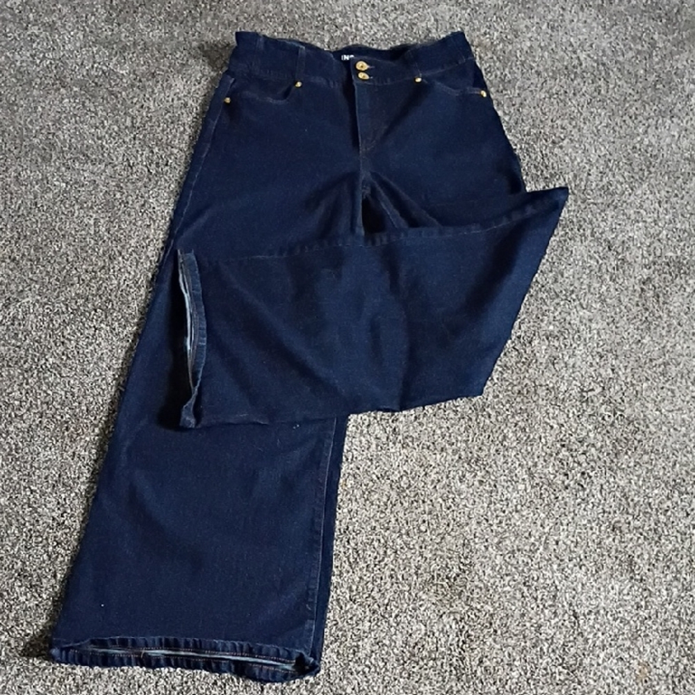 INC International Concepts Dark Blue Wide Leg Jeans